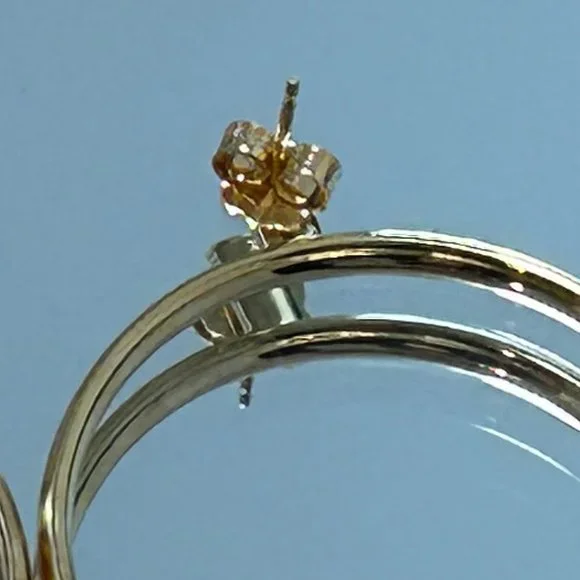 New Signed Milor Bronze Italy Gold Front Drop CIrcle Hoop Pierced Earrings - Picture 7 of 7